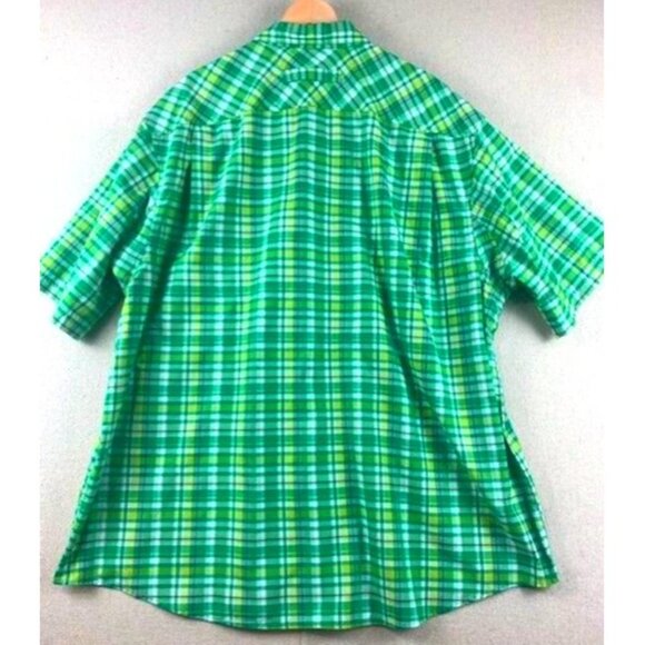 Duluth Trading Co Men's 3XL Tall Green Plaid Short Sleeve Button-Up Shirt - Picture 2 of 7